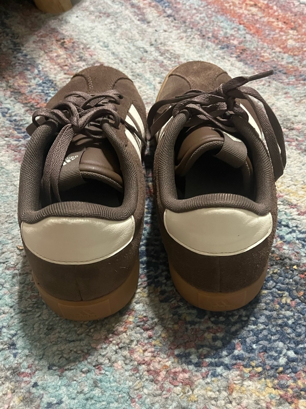 Adidas Court Brown Suede Sneakers with White Stripes - Picture 2 of 3